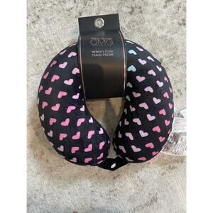 NWT Valentines Day Black‎ Colored Heart Neck Memory Foam Travel Pillow
